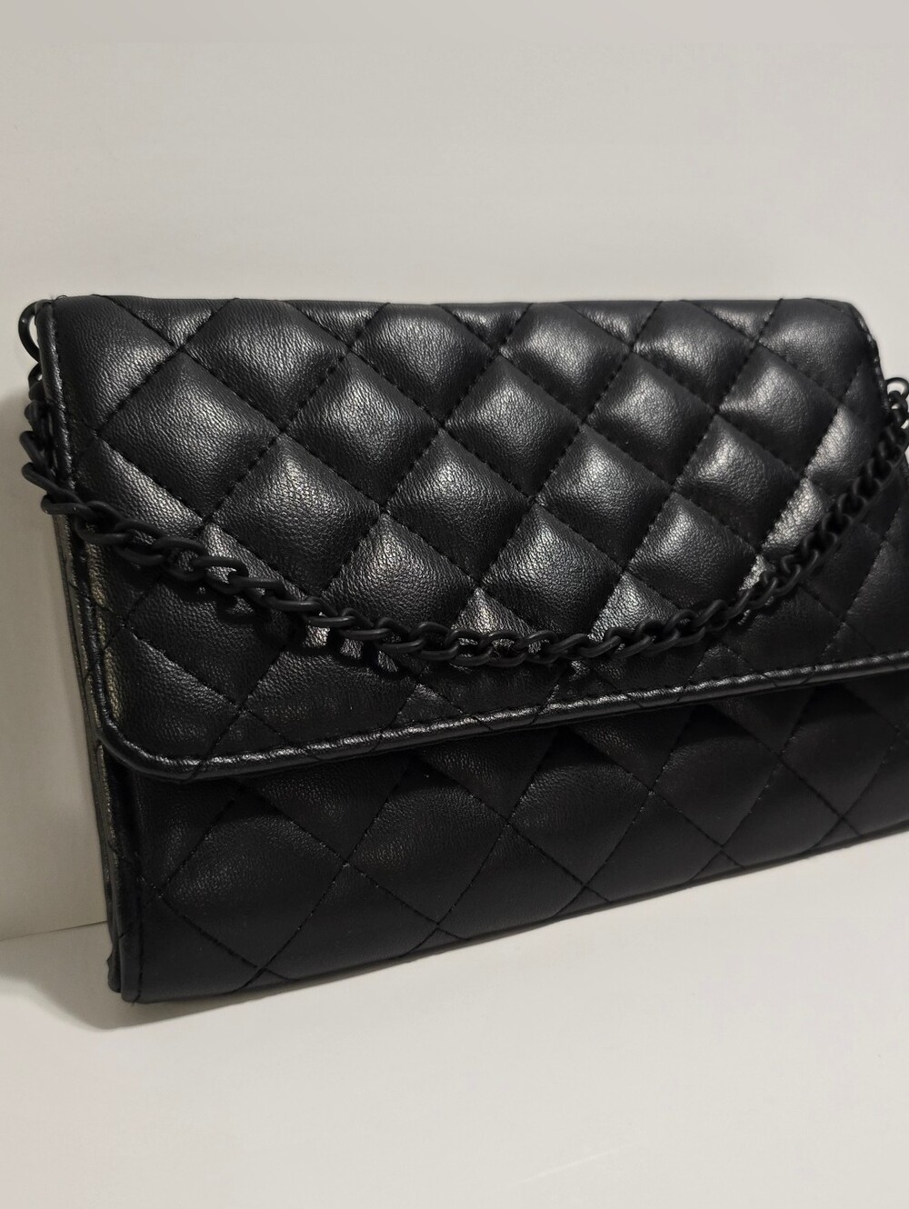 Quilted Black Chain Shoulder Bag - Women's Elegant Crossbody